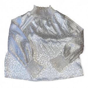 Woman's Sheer Mockneck Satin Blouse SZ 2XL Plus